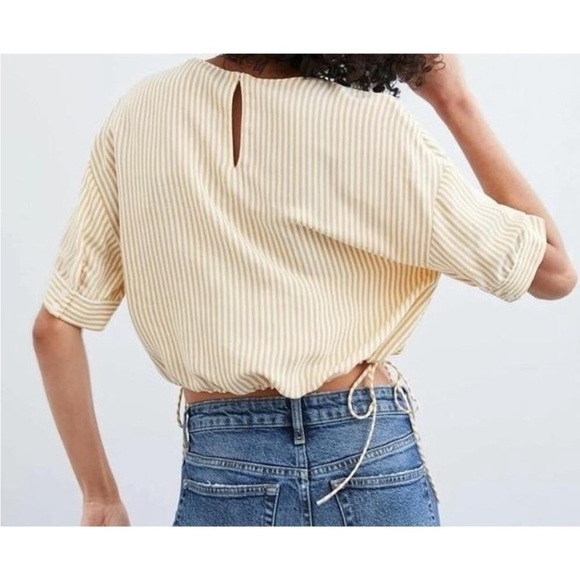 Zara butter yellow and white striped crop top-light, feminine & summery - Picture 2 of 8